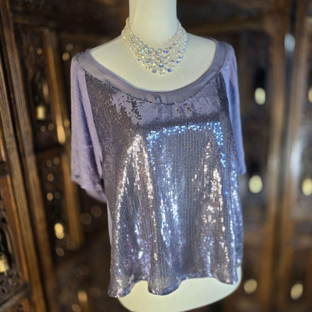 Vintage Love fire Silver Sequin blouse